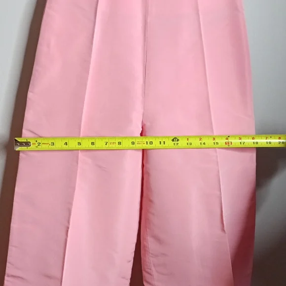 Greta Constantine Wide Leg Super High Waisted Long Structured Silk Trousers XS-S - Picture 12 of 12